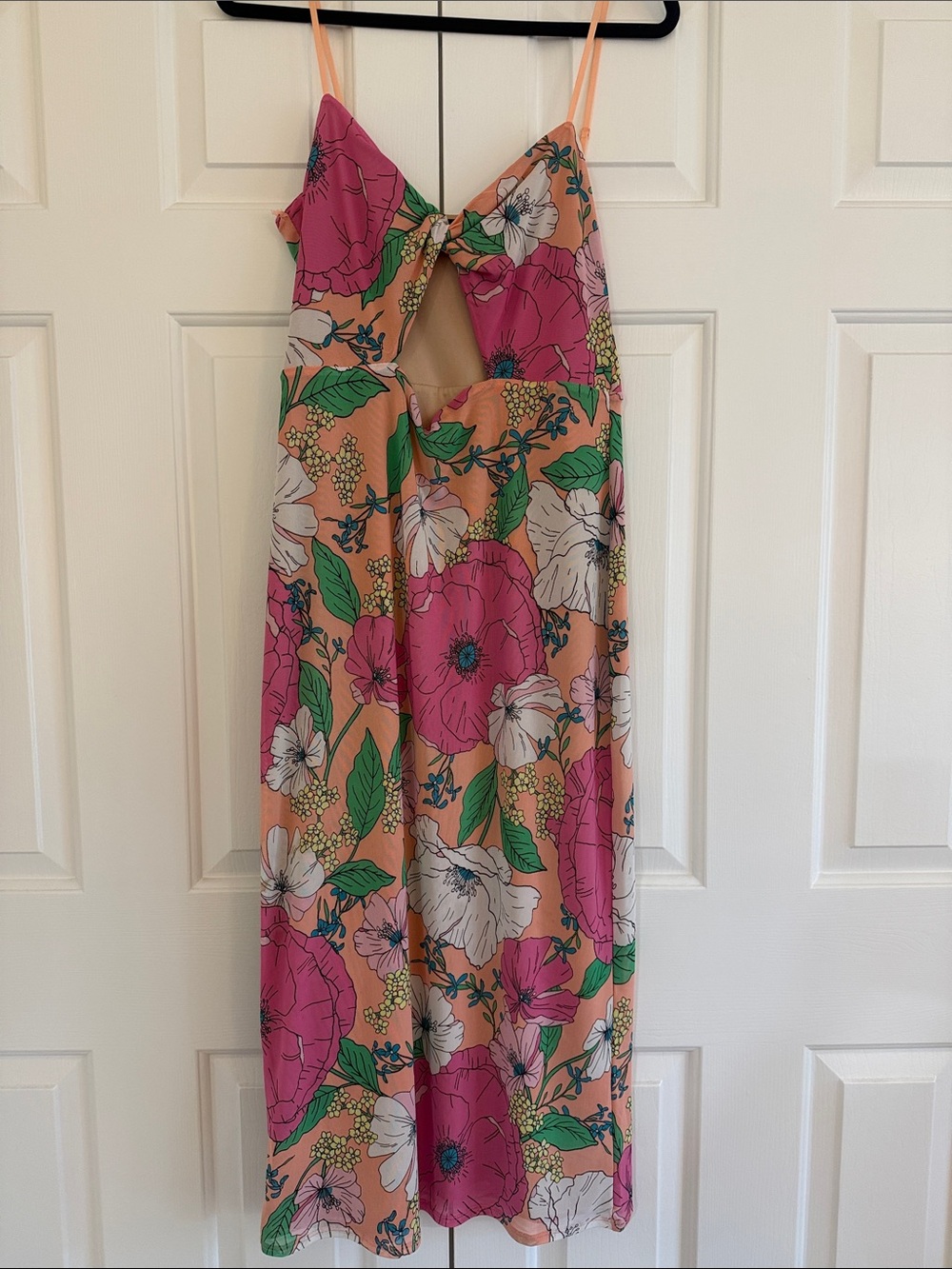 AFRM Peach Floral Dress with Pink & Teal Accents